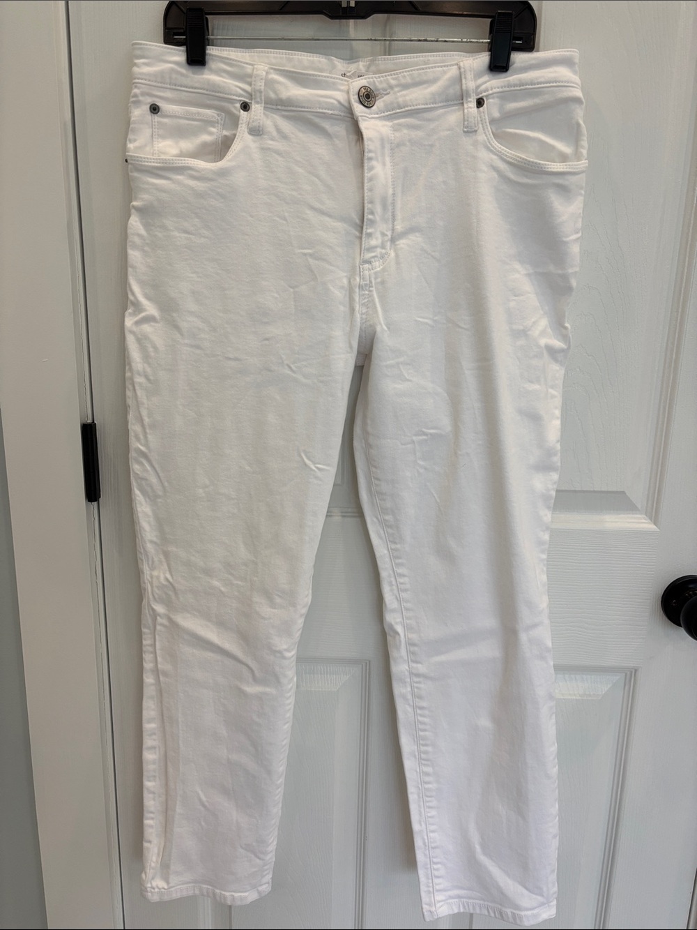 STS Blue White Ankle-Length Slim Straight Jeans